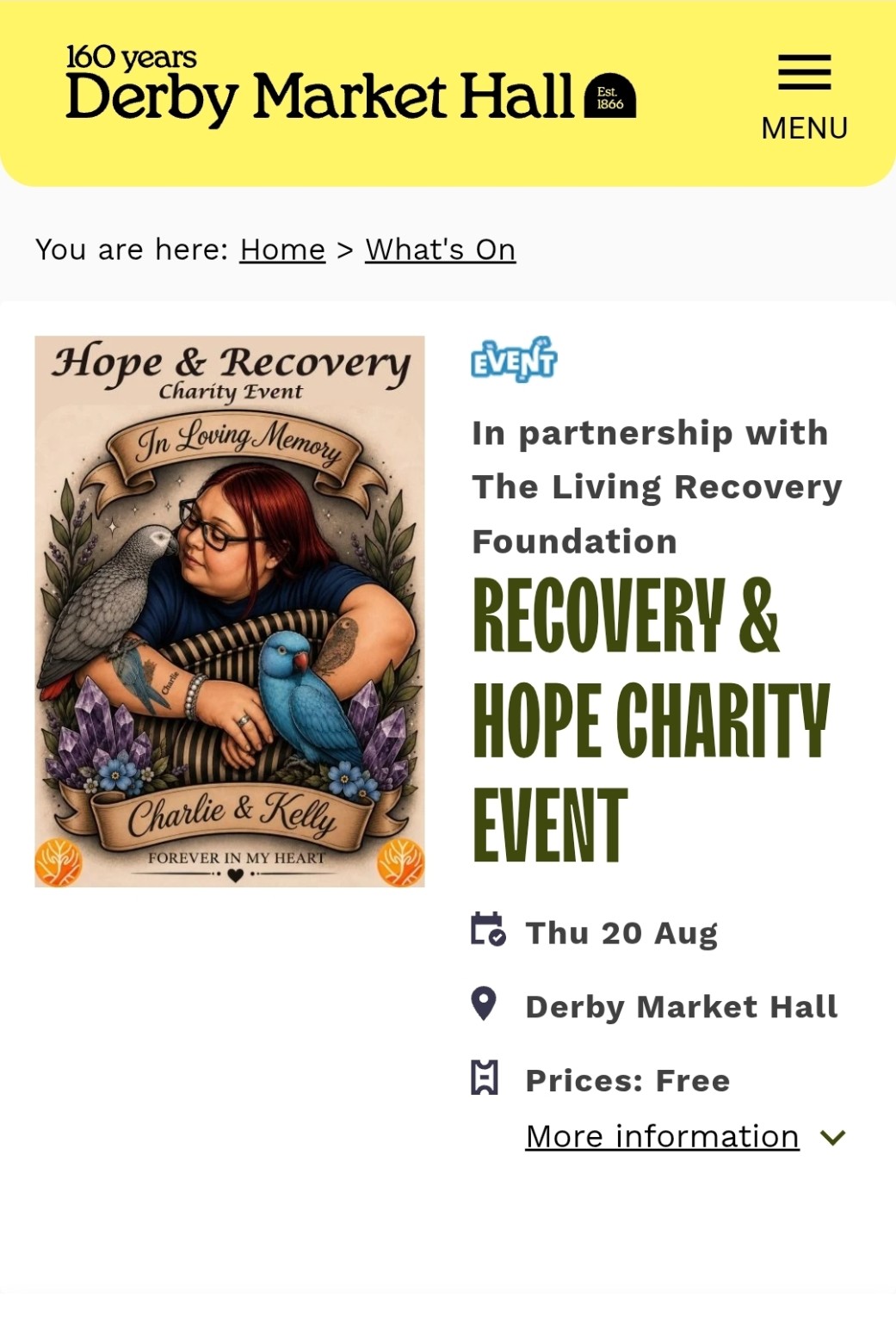 Recovery and Hope Charity Event at Derby Market Hall