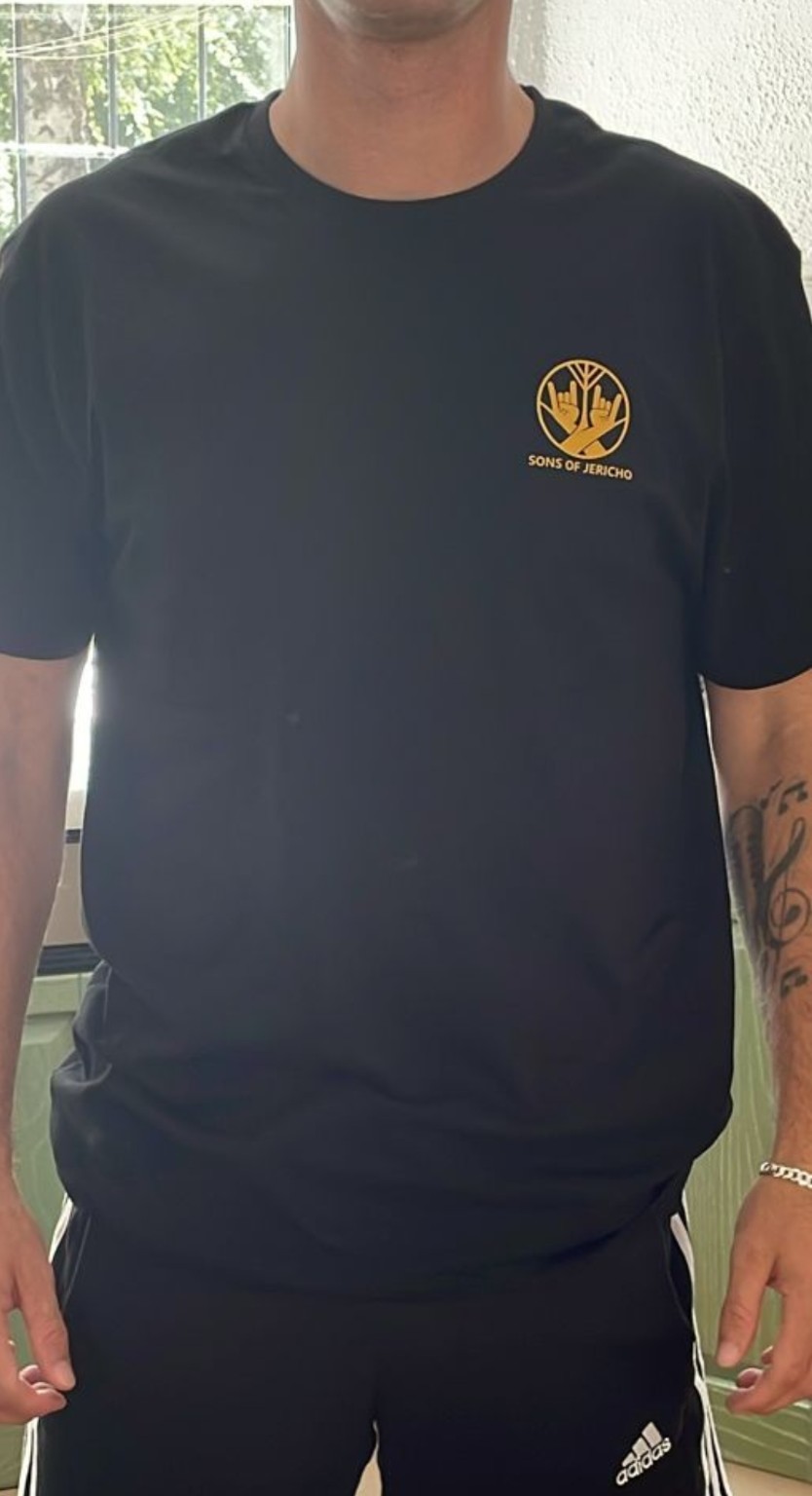 Black Sons of Jericho T-shirt with gold chest logo